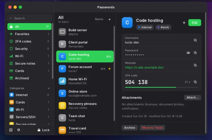 Passwords app