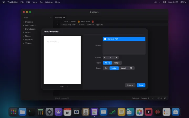 Printing from the editor