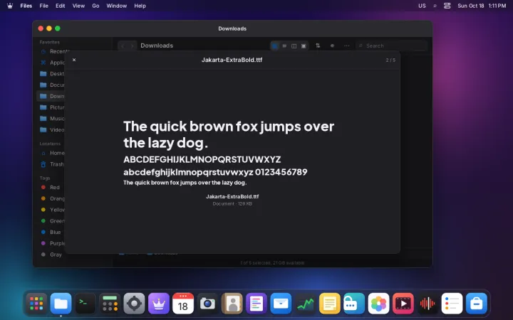 Quick preview of a font