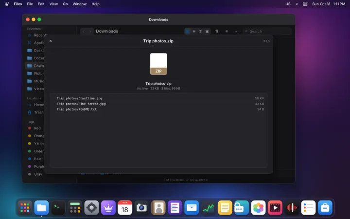 Quick preview of a ZIP
