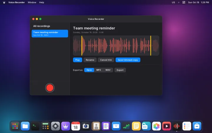 Trimming a recording