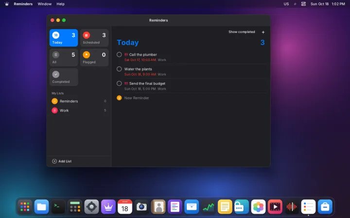 Reminders app
