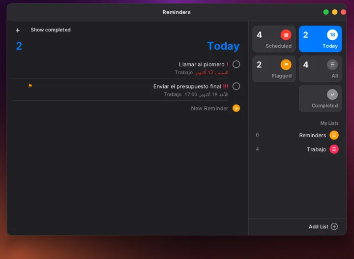 Reminders app