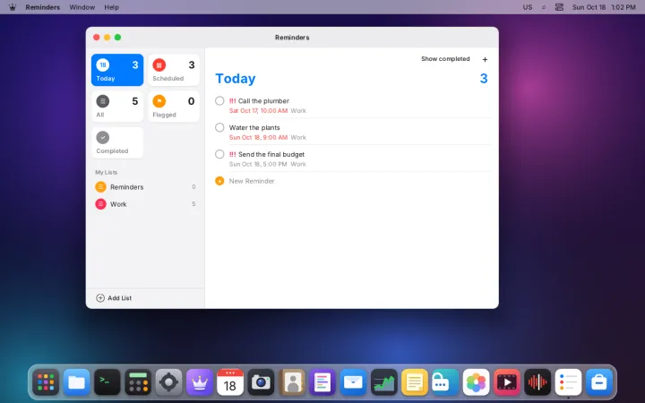 Reminders app