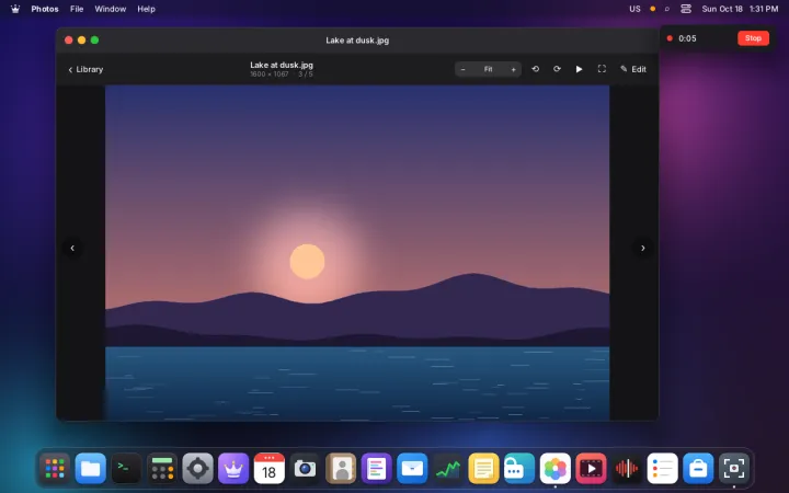 Screen recording in progress