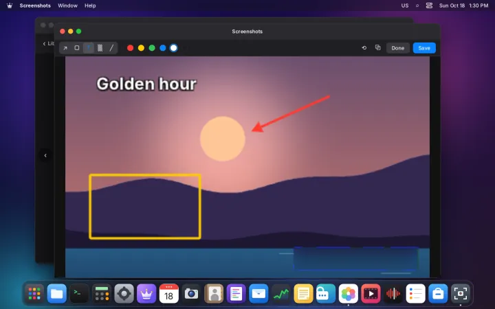 Annotating a screenshot