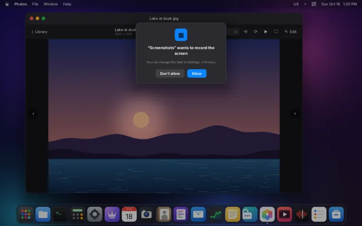 Screen capture permission