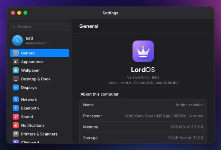 General settings