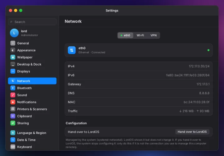 Network settings