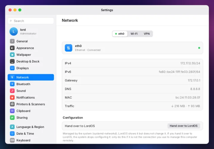 Network settings