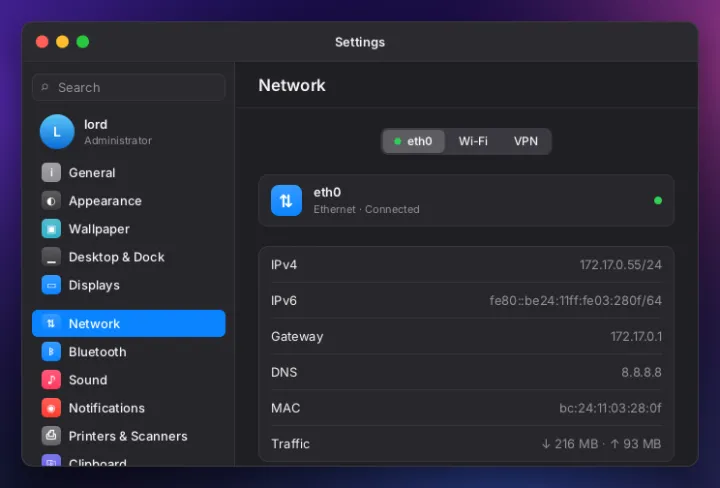 Network settings