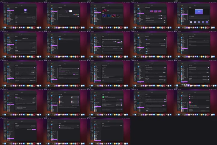 All Settings pages