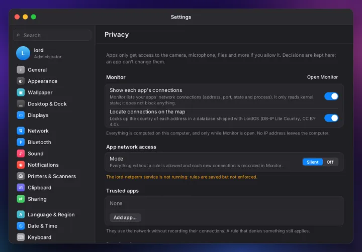 Privacy settings