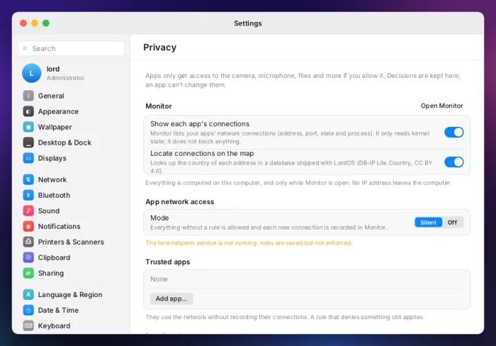 Privacy settings