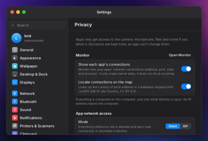 Privacy settings
