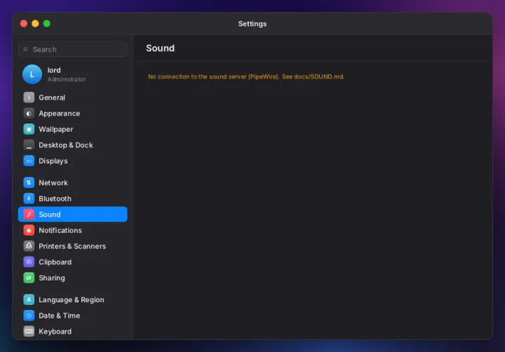 Sound settings