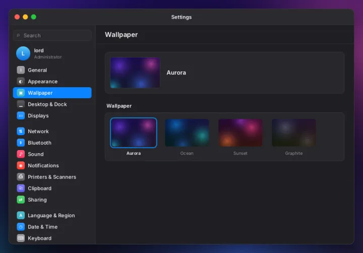 Wallpaper settings