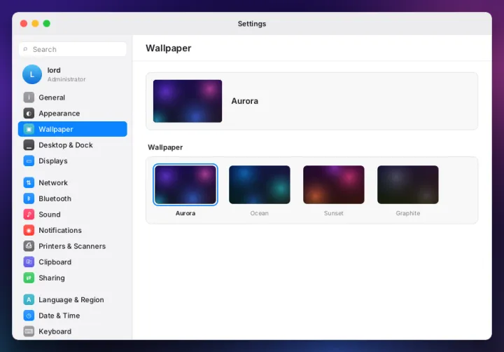 Wallpaper settings