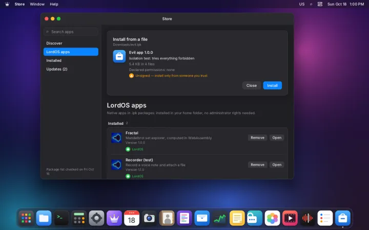 Unsigned app warning