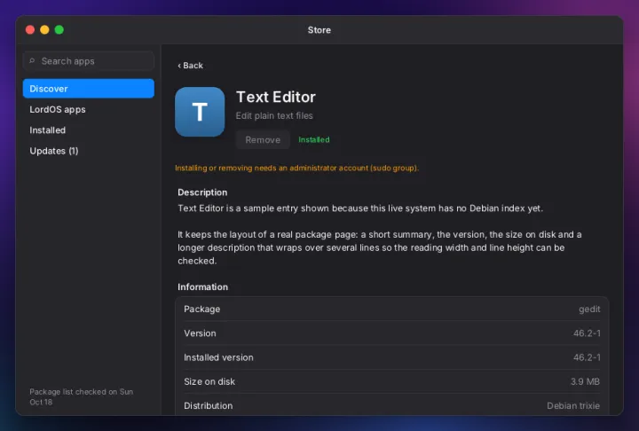 App details in the store