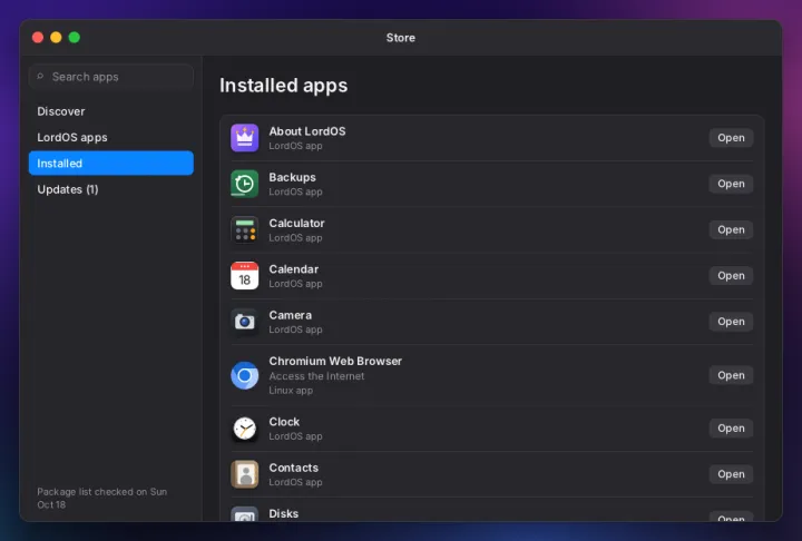 Installed apps in the store