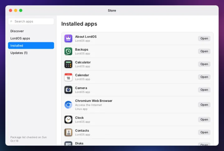 Installed apps in the store