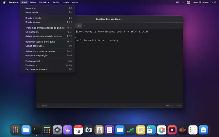 Terminal in Portuguese