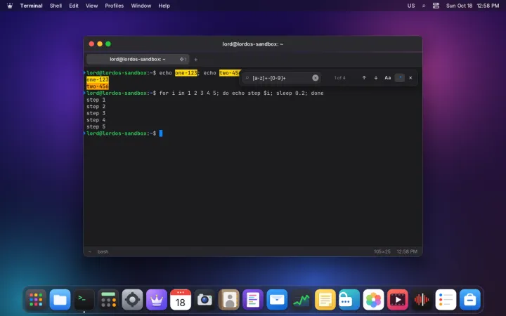 Regex search in the terminal