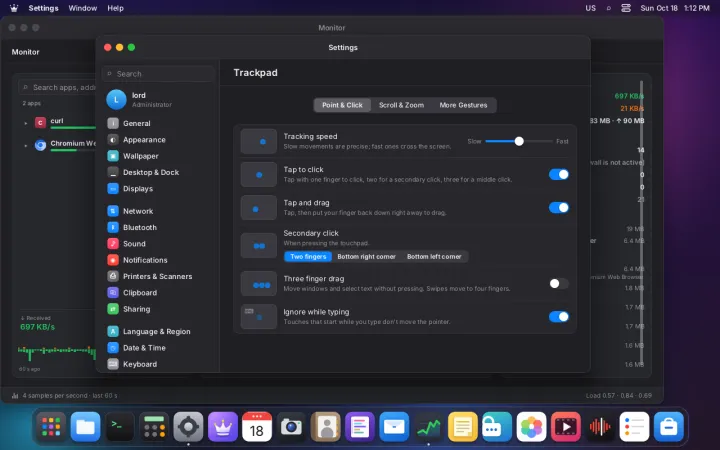 Trackpad settings