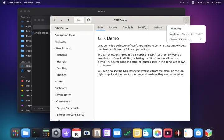 GTK app menu